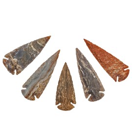 Lord of Battles Medieval Flint Arrowhead (1"-10" Crystal and Healing Stone Flint Rock Arrow Heads for DIY Project Craft Point Jewelry Making (Set of 5, 3")