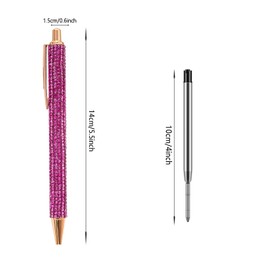 Yoogeer 5Pcs Bling Rhinestone Sparkly Pens, Diamond Ink Crystal Glitter Metal Ballpoint Fancy Bedazzled Fancy Pens with 4 Pcs 1.0mm Refills for Women, Girls, Office, Birthday, Christmas, Valentines