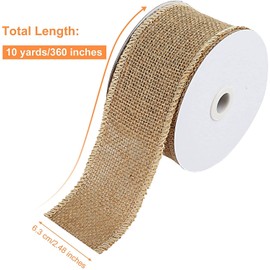 Naler 30ft Burlap Ribbon 6.3cm Wide Burlap Fabric Linen Ribbon Roll Natural 10 Yards for DIY, Sewing, Craft, Gift Wrapping, Wedding, Wreath, Christmas Tree Decoration