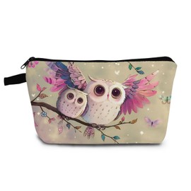 YULUENZE Owl Gift Owls Makeup Bag Cute Small Organizer Bag with Zipper Owl Print Cosmetic Bag Birthday Gifts for Owl Lovers Women Sisters Friends