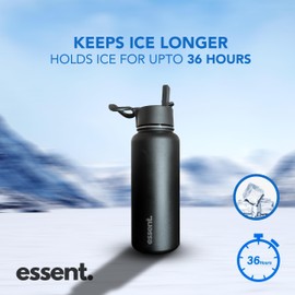 Essent 32 oz Insulated Water Bottle with Straw Lid, Stainless Steel Water Bottle, Double Wall Vacuum, Leakproof Flask, for Sports Gym Travel Camping
