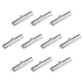 uxcell 50Pcs Ribbon Crimp Clamp Ends, 35mm Bookmark Pinch Cord End Clasps forÂ DIY Craft Making, Silver White
