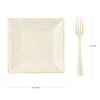 Conflech 200 Pieces Glitter Gold Plates with Plastic Forks, Gold
