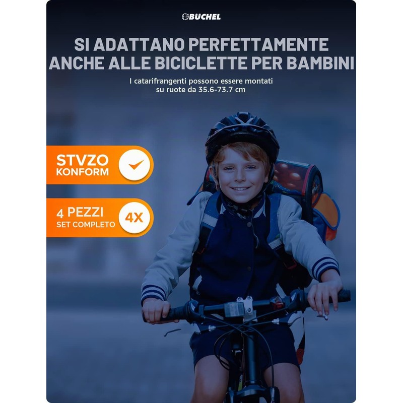 Büchel - Riflettore per raggi omologato StVZO 50201-1, set da