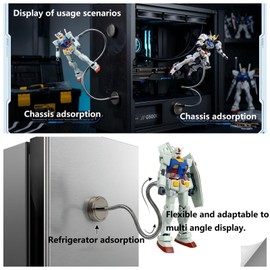 Yaroocvn Adjustable Flexible Action Figure Stand, Suspension Display Holder with 3 Sizes Clamps, Adhesive Base, for Gundam, Dragon Ball, Anime Figures, Max Load 300g (2, A05)