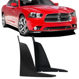 IKON MOTORSPORTS, Front Bumper Lip Splitter Winglets Compatible with 2011-2014 Dodge Charger, 2PCS Front Bumper Lip Bodykit Diffuser Splitter Canard Protector PU Unpainted Black RA Style, 2012 2013