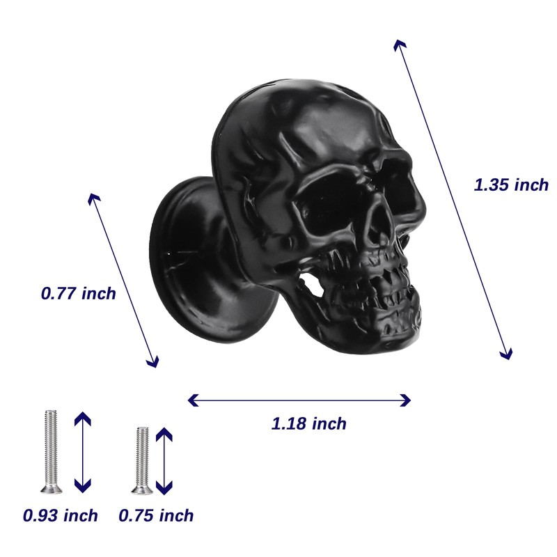 WTOYRRT 4 pcs Creative Skull Knobs Pull Handle Cabinet Door
