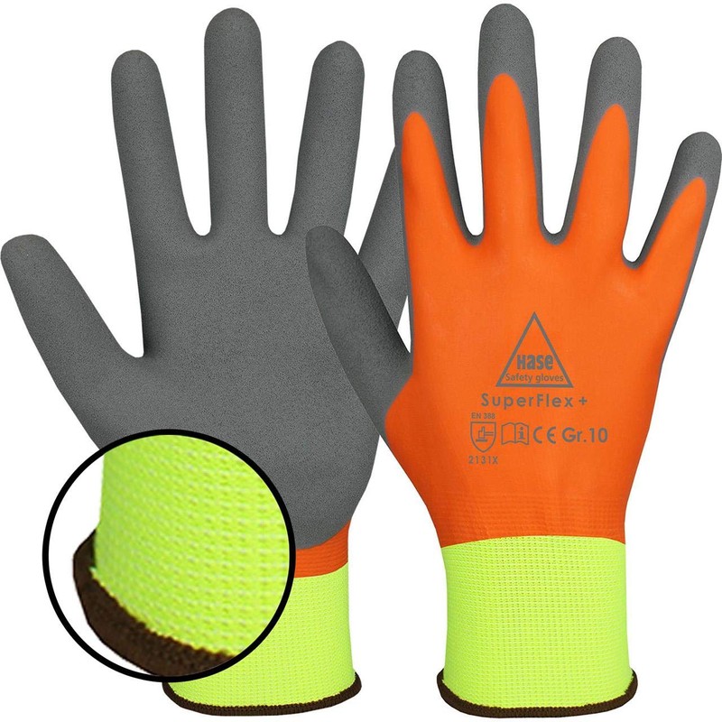 10 Pairs Hase Safety Gloves Superflex+ Latex Work Gloves Waterproof
