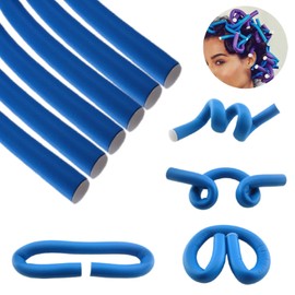 10 Pieces Flexible (blue) curling iron soft foam curling iron soft foam no heat curling iron suitable for natural hair short medium and long straight hair (0.63in*9.45in)
