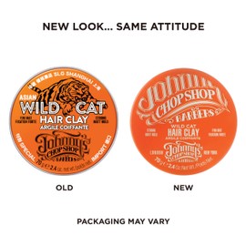 Johnny's Chop Shop Men's Ultimate Wild Cat Hair Clay-Styling Strong Hold, Molding, Matte Finish, Natural Look, Non Greasy, Reworkable 2.46 oz (Pack of 1)