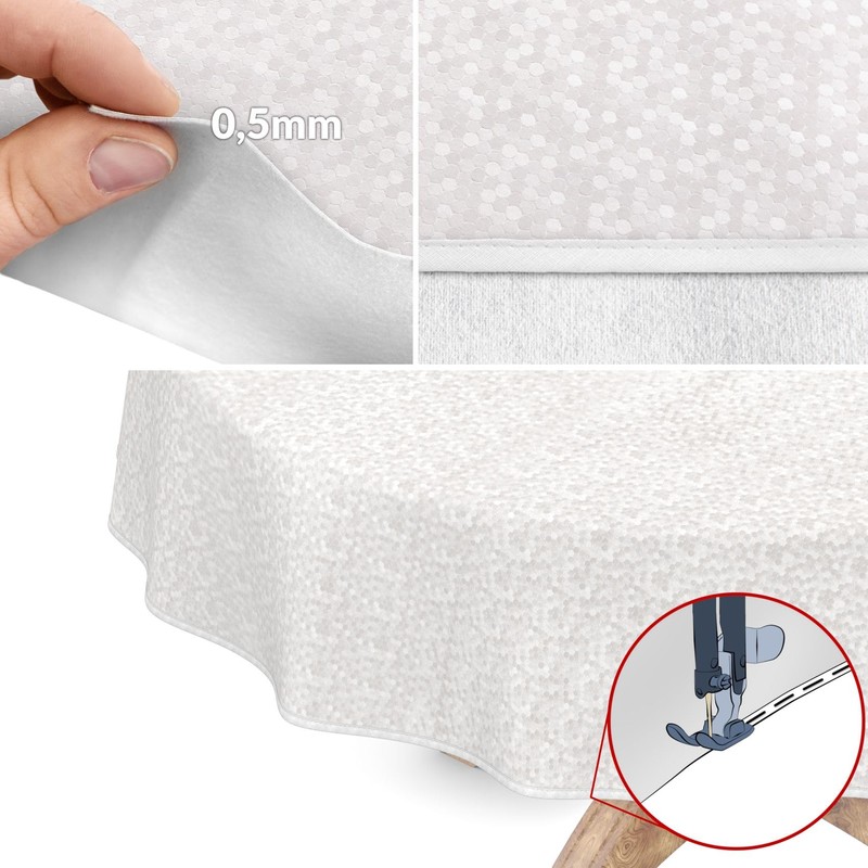 Premium Oilcloth Tablecloth Vinyl Oilcloth Washable Round 150 cm White