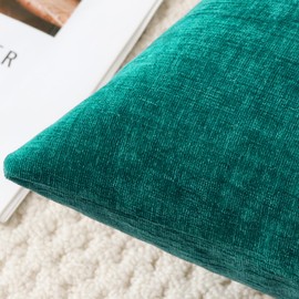 JOTOM Set of 2 Cushion Covers 40x40 cm Soft Chenille Teal Decorative Throw Pillow Covers 16x16 Inch Square Cushion Case Solid Pillowcases for Couch Sofa Living Room Bed Home Decor (Teal)