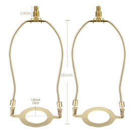 GIGIVOSHA Lamp Shade Harps Holder Adjustable Kit - 8 9 10 Inch with E26 UNO Light Base Set Lampshades parts for Table and Floor Lamps finials Bracket Light Fitting - 2 Pack (Polished Brass, 10 Inch)