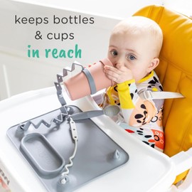 BUSY BABY Busy Baby Bottle Bungee - Sippy Cup Strap - Keeps Bottles and Sippy Cups Off The Floor - Food Grade Silicone - Dishwasher Safe (Pink)