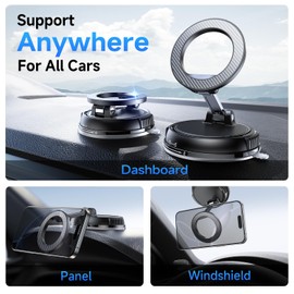 Car Phone Holder for Magsafe [78+LBS Strongest Suction & 2400gf Strongest Magnetic] 360° Adjustable Car Phone Mount, Phone Holders for Your Car for iPhone 16 Pro Max 15 14 13 12 Plus (Carbon Fiber)