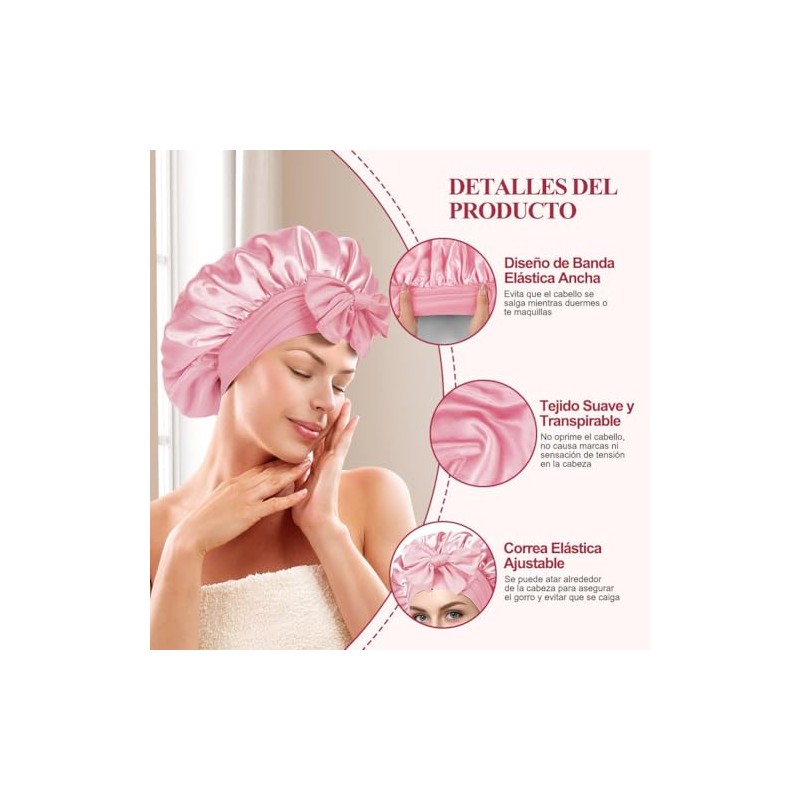 AVENIX Gorro para Dormir de Satin, Set 4 Piezas, Ajustable