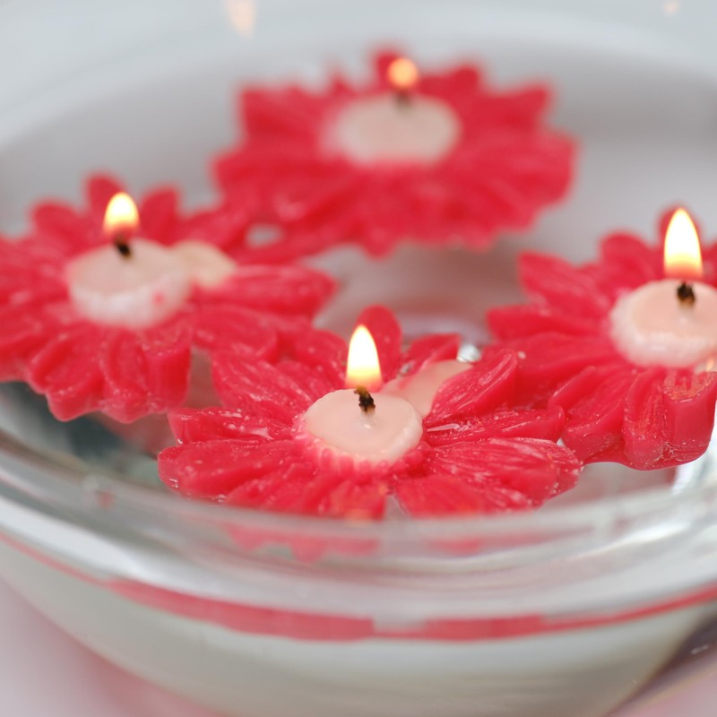Handmade Decorative Candle (Floating Flower Red)