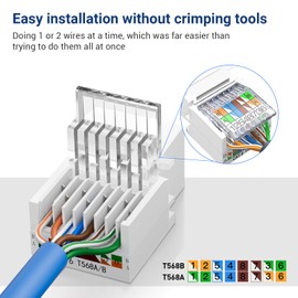 NataLink Cat6 RJ45 Keystone Jacks Toolless 12-Pack, Female RJ45 Connectors, Ethernet Keystone Jack No Punch-Down Tool Required Module Coupler (Not for Patch Panel),White