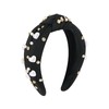 Yonchic Love Heart Pearl Crystal Headbands for Women, Jeweled Top Knotted Fashion Headband Rhinestone Hair Bands Cute Valentine’s Day Hair Accessories (Black)