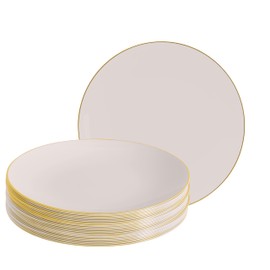 LUXE PARTY NYC Plastic 30 Pack Dinnerware Plates | Disposable|10.25"| Dinner Plate|Partyware| Party Supplies | Holidays | Linen and Gold
