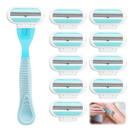 Replacement Blades Women's Razor Pack of 10, Includes Women's Razor, Women's Razor Blades with 3 Protective Pads for a Gentle Shave, Compatible with Women's Razors for Smooth Skin without Skin