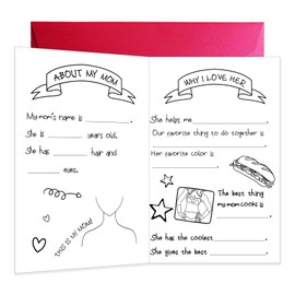 Fill in Blank Happy Mother’s Day Card from Son Daughter, Mother's Day Craft for Kids, Fill in The Blank Card for Mom with Envelope