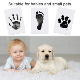 Baby Footprint Set 2 Pieces Nabance Baby Handprint and Footprint Clean Touch Ink Pad Baby Handprint Baby Skin Does Not Come into Contact with Colour for Baby Christening Family Gift