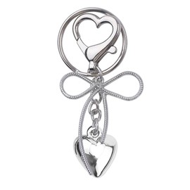 Heart Charm Keychain for Women Girls Bow Keychain Accessories for Women Purse Charms Silver Keychain for Bag Car Keychain Pendant for Teen Girls Women Heart Shaped Keychain for Girls Women Phone Charm