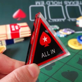 DIFEIUKI Poker All-in-One Dealer Button Set of 3 Dealer Code Acrylic Triangle with Heart All in Poker Accessories Round Artificial Crystal with DEALER Casino Supplies Game Playing Cards