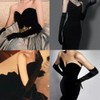 SUFEINI Women Long Satin Gloves Stretchy Elbow Length 21‘’ Opera