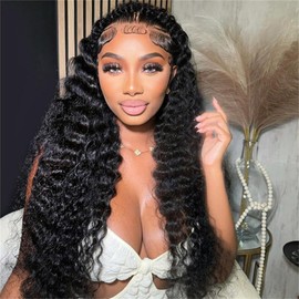 Wiggins Wig Pre Braided Deep Wave Human Hair Wigs Ready To Go Glueless Wig Human Hair 13x6 Parting Max Deep Wave Wig Human Hair Pre Braided Glueless Wig Pre Styled Human Hair Lace Front Wigs 18 Inch