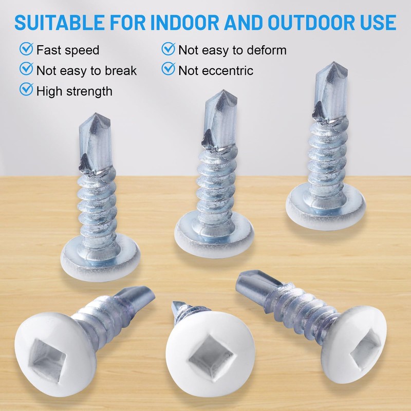 8 x 5/8" RV Square Head Screws White Self Tapping