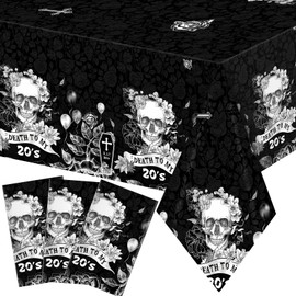 3 Pcs Death to My 20s Tablecloths, Rip to My 20s Tablecloths, 30th Birthday Table Decorations Black Death to My 20s Table Decor Plastic Table Cover for My Youth 30th Funeral Party Decorations Supplies