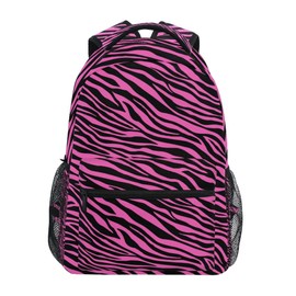 Fisyme Pink Zebra Print Laptop Backpack Bag Bookbag Casual Travel Hiking Computer Notebooks Daypacks