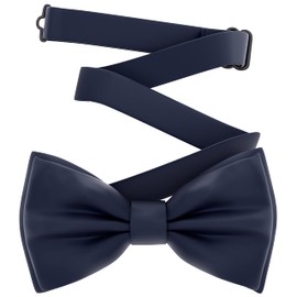 Adam Young Men's Bow Ties Pre-Tied Style Formal Satin Classic Bowtie for Tuxedo Faux Silk, 06 Navy Blue, L - (adults)