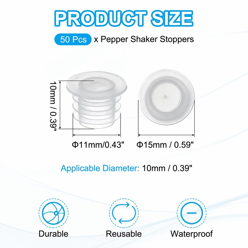 PATIKIL Salt and Pepper Shaker Stoppers 10mm/0.39", 50Pcs Plastic Salt