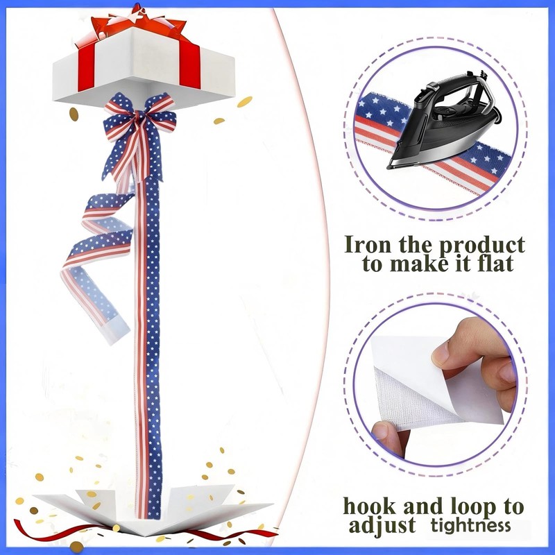 6 Pcs Patriotic 4th of July Cabinet Bows, Flags Pattern