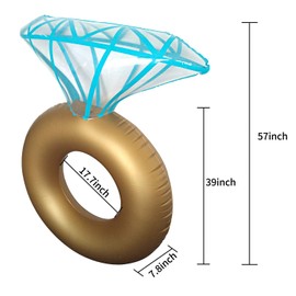 EDOBLUE Inflatable Diamond Ring Pool Float - Engagement Ring Bachelorette Party Float Stagette Decorations Swimming Tube Floaty Outdoor Water Lounge for Bachelorette Party Decorations
