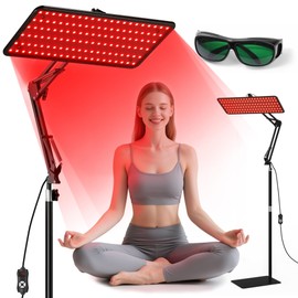 Morfone Red Light Therapy for Body Face - Infrared Light Therapy Lamp 660nm, 850nm, 940nm Tri-Wavelength LED Beads Panel with Height Adjustable Stand for Home Use, Gift for Women Girls, S