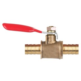 Dapetz ® Brass Ball Valve 8mm Red Lever Inline Hose Barb for Water Air Gas Fuel Shut-Off
