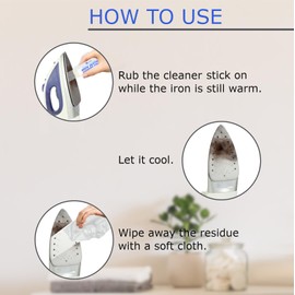 Steam Iron Bottom Cleaner Stick – Removes Build-Up Starch, Melted Fabric, Glue from Hot Iron – Eliminates Sticky Residue On Any Iron Soleplate on The Market - Easy to Use – 2 Pack