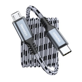 SNANSHI USB C to Micro USB Cable 1FT, Braided Charging Cable for Headphone, Phone, Controller, Kindle, DSLR, GPS - Supports Charge & Data Transfer