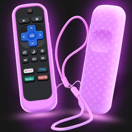 Case for Roku Remote, Cover for Hisense/TCL Roku TV Steaming Stick/Express Universal Replacement Controller Silicone Sleeve Skin with Lanyard Glow in The Dark Purple