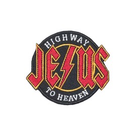 Jesus High Way to Heaven. Embroidery Patch Iron On. Size: 3.7 X 3.3 inches