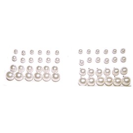 Fashion Jewelry ~ White Faux Pearls Mix Sizes Stud Earrings 24 pairs Pairs (019915 Mc)