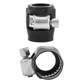 QWORK 6AN Hose Finisher Clamp, 6 Pack Flexible Rubber Pipe Clamps, Aluminium Hose Connectors for 3/8 Fuel Line, Black