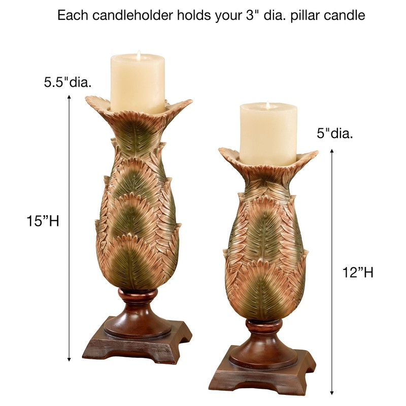 Sunset Palm Candleholders Multi Earth Set of Two