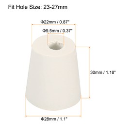 MECCANIXITY Rubber Tapered Plug 22mm to 28mm with Hole Test Tubes Bungs Stopper White for Lab Home 10 Pieces