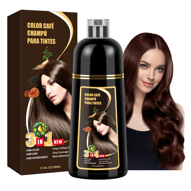 Shampoo para Canas, Hair Dye Shampoo 3 en 1 de