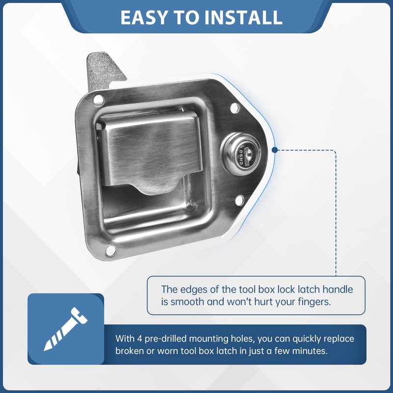 higehio Truck Tool Box Lock Replacement, Stainless Steel Tool Box